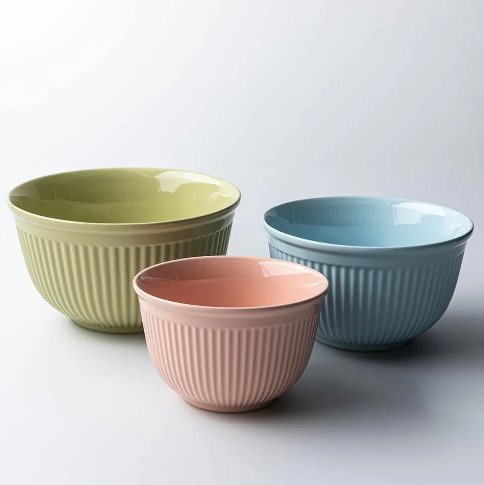 KSP Willow 'Ribbed' Mixing Bowl - Set of 3 (Pink/Blue/Green)