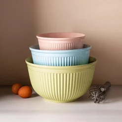 KSP Willow 'Ribbed' Mixing Bowl - Set of 3 (Pink/Blue/Green)