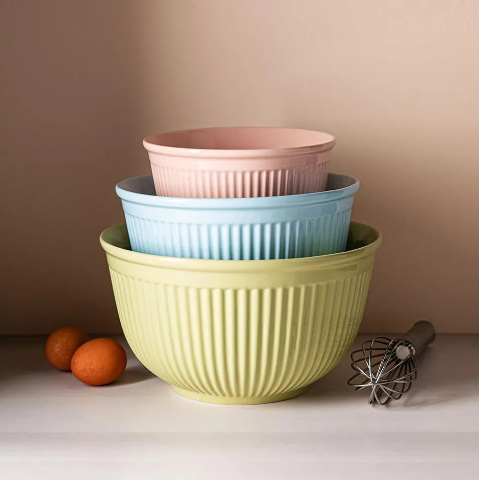KSP Willow 'Ribbed' Mixing Bowl - Set of 3 (Pink/Blue/Green)