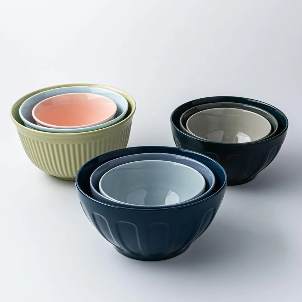 KSP Willow 'Ribbed' Mixing Bowl - Set of 3 (Pink/Blue/Green)