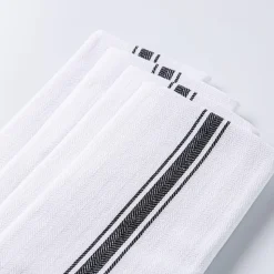 KSP Zephyr Quick Dry 'Striped' 100% Cotton Tea Towel - Set/4 (Black)