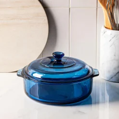 Libbey Baker's Basics Glass Casserole with Lid 1.9 L (Azul Denim Blue)