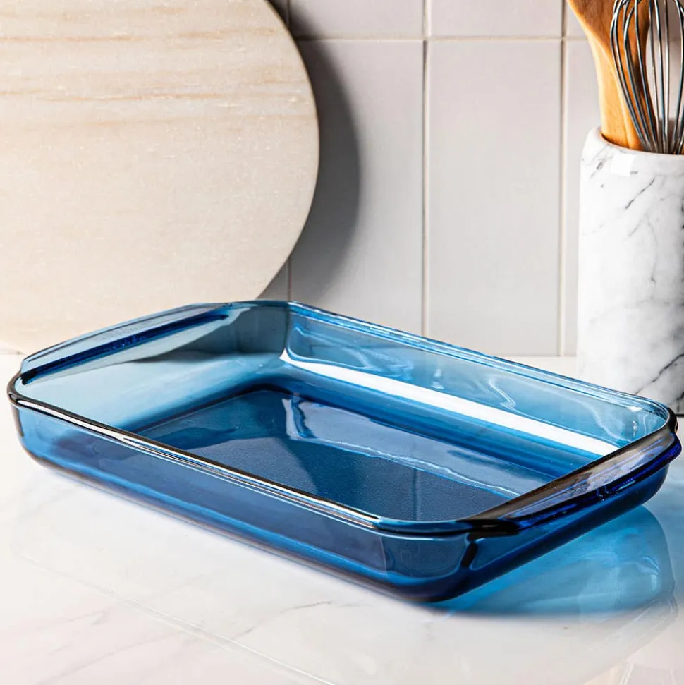 Libbey Baker's Basics Glass Rectangular Baker 3.2 L (Azul Denim Blue)