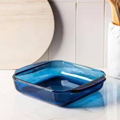 Libbey Baker's Basics Glass Square Baker 1.7 L (Azul Denim Blue)