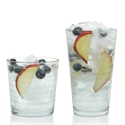 Libbey Tumbler & Rocks 'Hoops' Combo - Set of 16 (Clear)