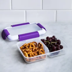 Locksy Click 'N' Go Divided 370ml Snack Container (Purple)