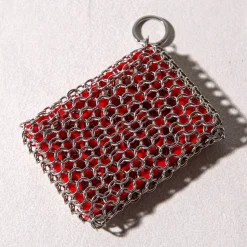 Lodge Chainmail Cast Iron Scrubbing Pad 4x3" (Red/Stainless Steel)