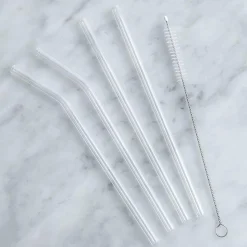 Luciano Sip Reusable Glass Straw with Brush - Set of 4