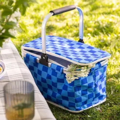 Luciano Therma Max 'Checkered' Picnic Basket with Handle (Blue)