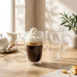 Milano Caffe Double Wall Glass Mug, 400ml - Set/ 2