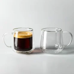 Milano Sienna Double Wall Glass Mug, 460ml - Set/2