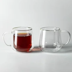 Milano Sienna Double Wall Glass Mug, 460ml - Set/2