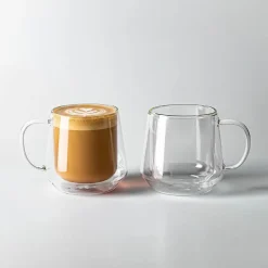 Milano Sienna Double Wall Glass Mug, 350ml - Set/2