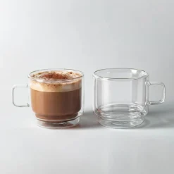 Milano Torre Double Wall Stacking Glass Mug, 450ml - Set/2