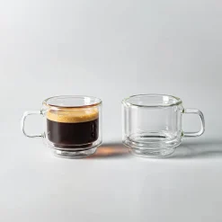 Milano Torre Double Wall Stacking Glass Mug, 90ml - Set/2