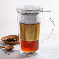 Milano Tropea Double Wall Glass Tea Mug with Mesh Infuser 400ml