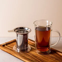 Milano Tropea Double Wall Glass Tea Mug with Mesh Infuser 400ml