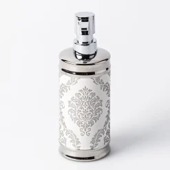 Moda At Home Damask Ceramic Soap Pump (White)