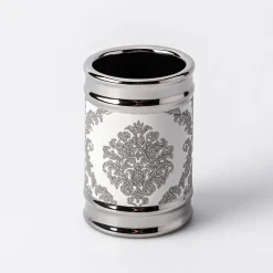 Moda At Home Damask Ceramic Tumbler (White)