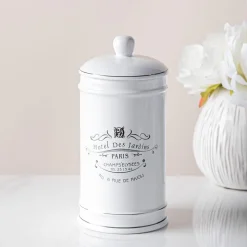 Moda At Home Paris Ceramic Cotton Jar (White)