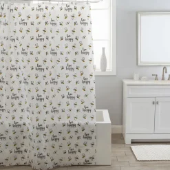 Moda At Home Peva 'Bee Happy' Shower Curtain (Black/White)
