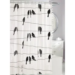Moda At Home Peva 'Sitting Birds' Shower Curtain 70x72" (Black/Frost)