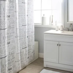 Moda At Home Polyester Fabric 'Positive Saying' Shower Curtain
