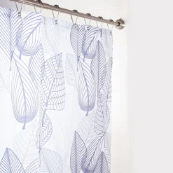 Moda At Home Polyester 'Grey Leaves' Shower Curtain (White/Grey)