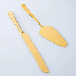 Natural Living Gold Finished Cake Server - Set of 2 (Gold)