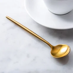 Natural Living Stainless Steel 'Small' Condiment Spoon (Gold)