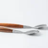 Natural Living Toss Salad Servers - Set of 2 (Wood/Stainless Steel)