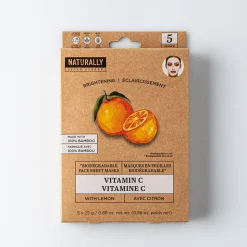 Naturally Biodegrable 100% Brightening Face Sheet Mask - Set of 5