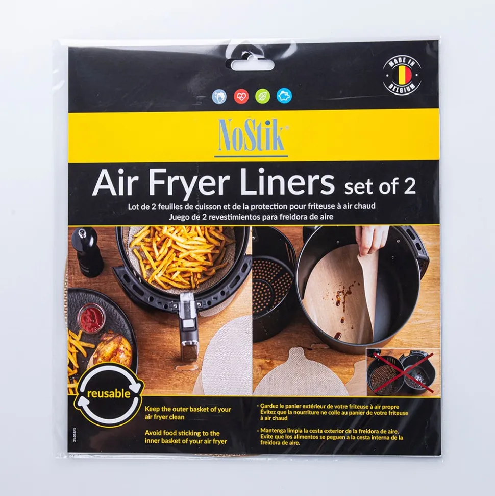 Nostik Reusable Air Fryer Liner Round - S/2 9.25"/10" DIA (Gold)