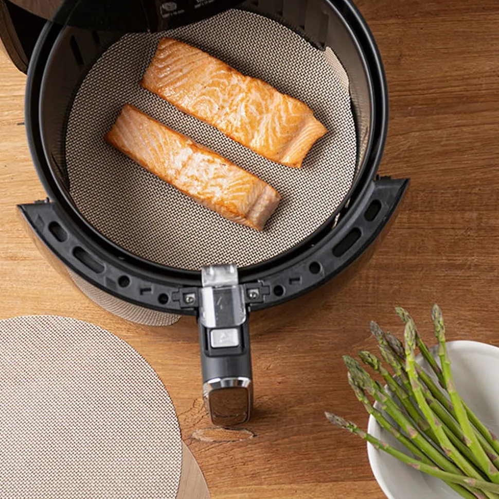 Nostik Reusable Air Fryer Liner Round - S/2 9.25"/10" DIA (Gold)