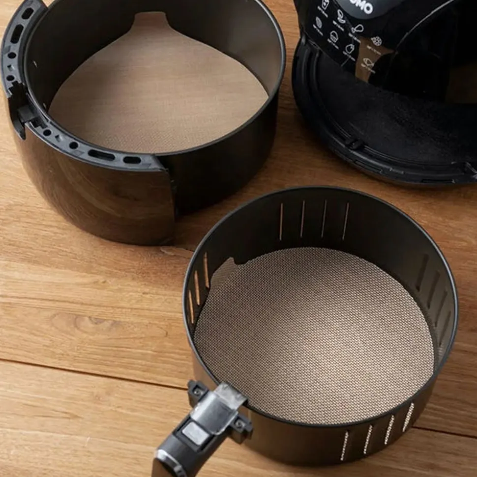 Nostik Reusable Air Fryer Liner Round - S/2 9.25"/10" DIA (Gold)