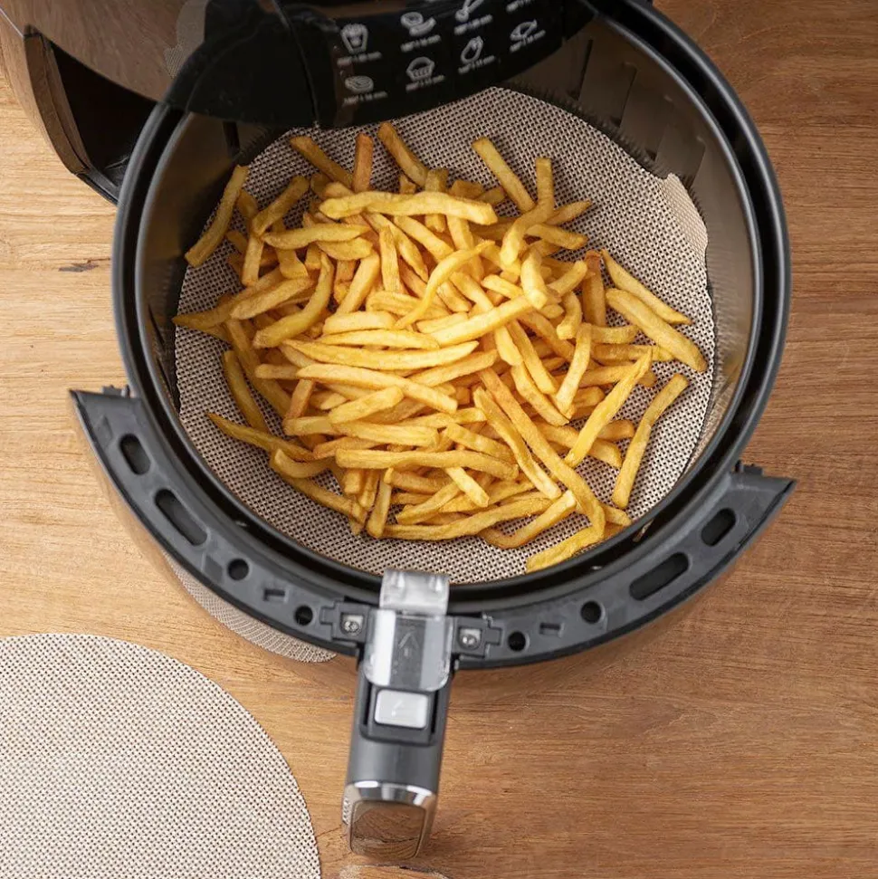 Nostik Reusable Air Fryer Liner Round - S/2 9.25"/10" DIA (Gold)