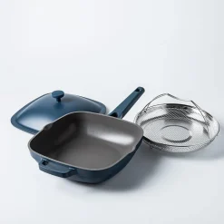 One-Pan Quadra Deep Fry Pan-W Steamer 10in 26 Cm / 3.7 L (Blue Salt)