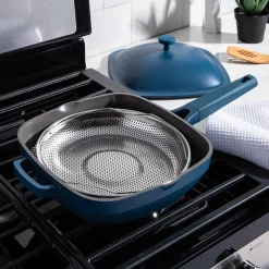 One-Pan Quadra Deep Fry Pan-W Steamer 10in 26 Cm / 3.7 L (Blue Salt)