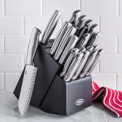 Oster Baldwyn Wood Knife Block with Knives - Set of 22