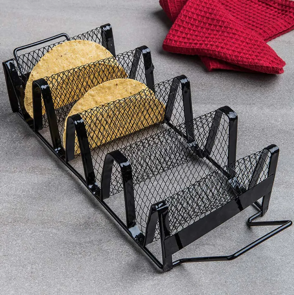 Outset BBQ Non-Stick Taco Rack (Black)
