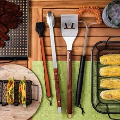 Outset BBQ Rosewood Handle Tongs (Stainless Steel)