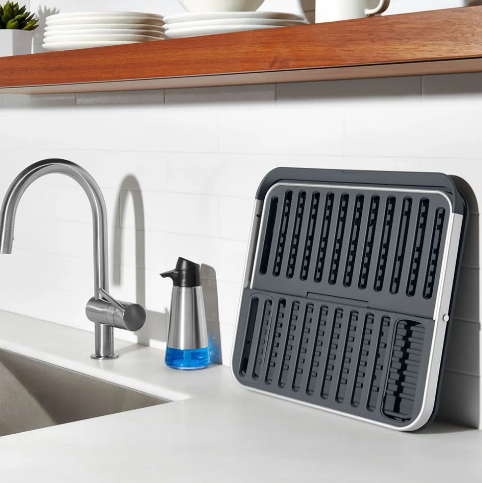 OXO Good Grips 'Rust-Proof Aluminum' Fold-Flat Dish Rack (Black/Grey)