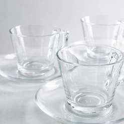 Pasabahce Vela II Glass Cappuccino Cup & Saucer - Set of 6