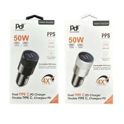 PDI Premium 'Type-C' Car Charger USB with 2 Slots (Asstd.)