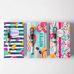 Peach Memo 'Blue Stripes/Flip Flops/Floral' Notepad with Pen (Asstd.)