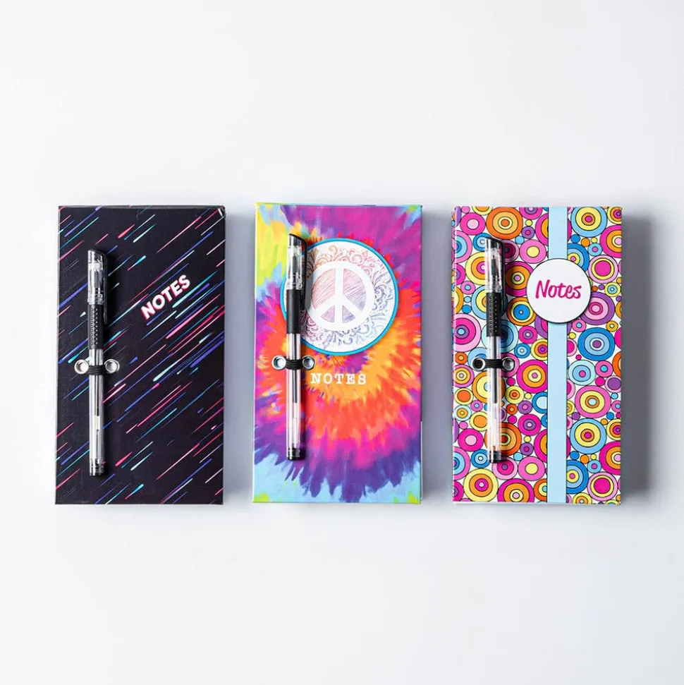 Peach Memo 'Circles/Stars/Tie Dye' Notepad with Pen (Asstd.)