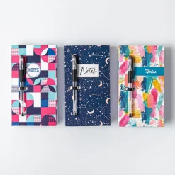 Peach Memo 'Geo/Celestial/Brush Stroke' Notepad with Pen