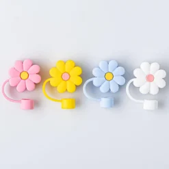 Pure Fun Straw 'Assorted' Straw Caps - Set of 4