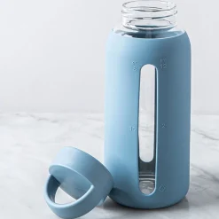 Quench Aura Glass Water Bottle with Silicone 27oz (Light Blue)