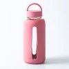 Quench Aura Glass Water Bottle with Silicone 27oz (Light Pink)